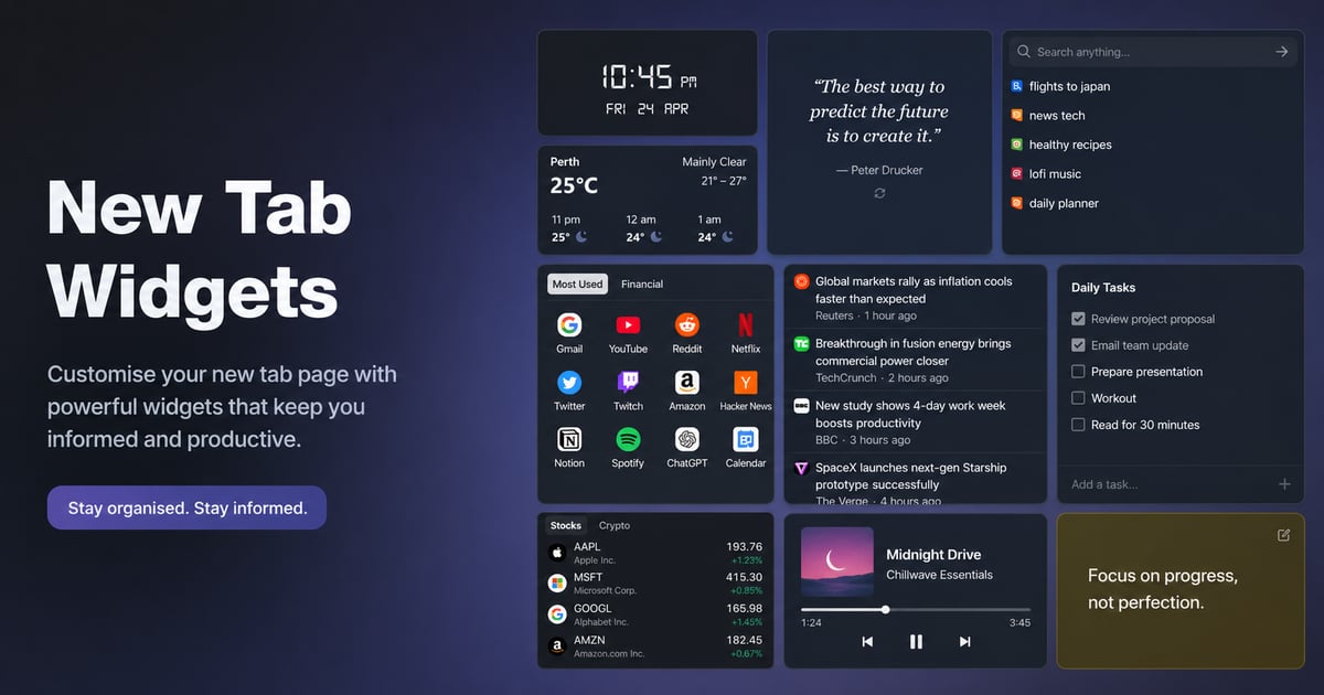 Tab Widgets - Custom New Tab Page & Dashboard
